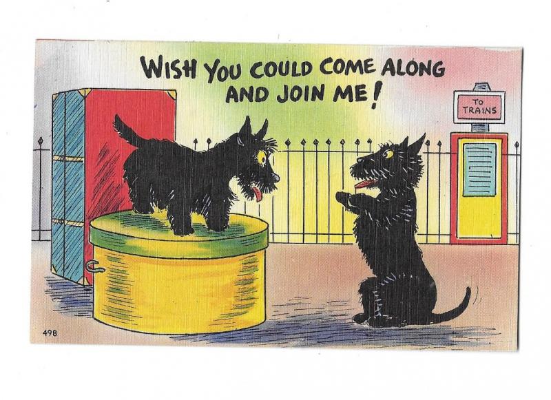 Two Scottish Terriers Scotty Dogs Wish you could join Me Comic