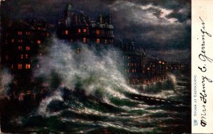 England Eastbourne Storm At Night 1905 Tucks