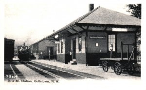 Vintage Postcard B & M Railway Train Station American Express Co. Goffstown N.H.