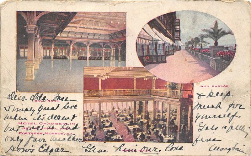 Fortress Monroe Virginia 1907 Private Mailing Card Postcard Hotel Chamberlain 