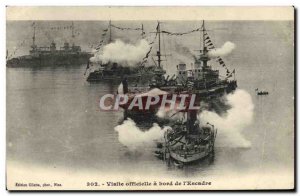 Old Postcard Official visit aboard Batea squadron