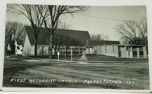 Prophetstown Illinois First Methodist Church RPPC Real Photo Postcard J3
