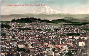 Postcard OR Portland and Mt. Hood from Council Crest