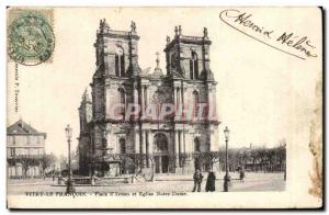 Vitry le Francois Old Postcard Place d & # 39armes and Church of Our Lady