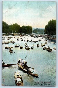 London England Postcard On The Thames Canoeing Boat Scene 1906 Antique Posted