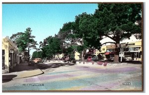 RPPC Carmel California Street Scenee Shops Signs Trees Old Cars