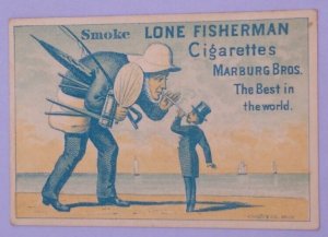 1800s Lone Fisherman Smoking Tobacco Segars Marburg Rieser Savannah Trade Card 4