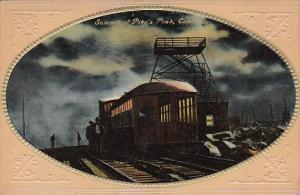 Colorado Train At Summit Of Pike's Peak At Night