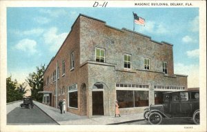 Delray Florida FL Masonic Building c1920 Postcard