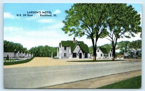 ROCKFORD, Illinois IL ~ Roadside LARSON'S MOTEL c1940s Winnebago County Postcard