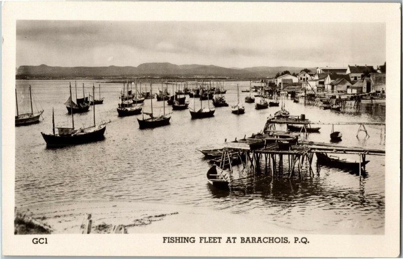 RPPC Fishing Fleet at Barachois Quebec Vintage Postcard K36