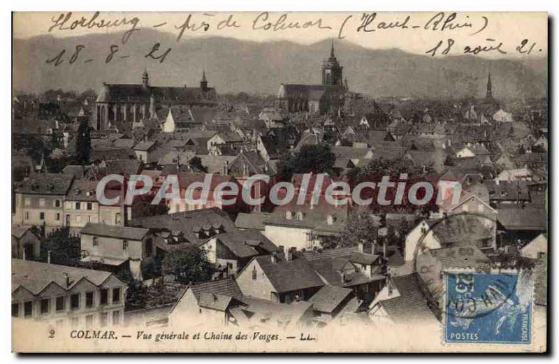 Old Postcard Colmar Vue Generale And Chaine Des Vosges