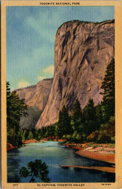 California CA Yosemite National Park Valley El Capitan Postcard Old Vintage Card