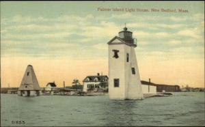 New Bedford MA Palmer Island Lighthouse c1910 Postcard