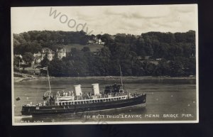 f2202 - British Ferry - St Trillo leaving Menai Bridge Pier - postcard