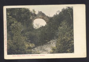 MACKINAC ISLAND MICHIGAN ARCH ROCK FROM LAKE VINTAGE POSTCARD 1906