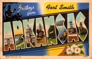 Arkansas Greetings From Fort Smith Large Letter Linen 1939 Curteich