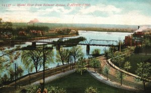 Vintage Postcard 1913 View of Miami River From Belmont Avenue Dayton Ohio OH