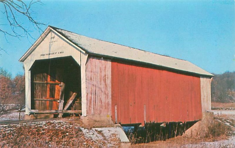 Parke County Indiana Phillips Bridge US Hwy 36 Chrome Postcard Unused