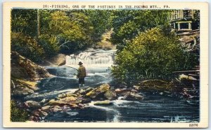 Postcard - Fishing, One Of the Pastimes In The Pocono Mts. - Pennsylvania