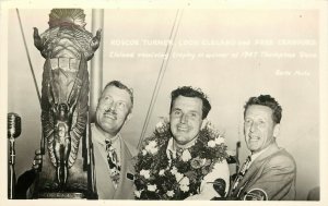 RPPC Postcard Cleland Receiving Trophy 1947 Thompson Air Race Burke Photo Turner