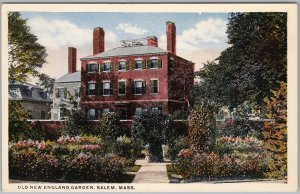 Old New England Garden Salem MA Vintage Lithograph Postcard H81
