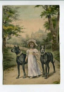 3177992 Lovely Girl & GREAT DANE Dogs Vintage Tinted Card