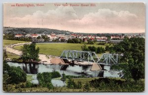 Farmington Maine ME View From Powder House Hill Grounds & River Posted Postcard