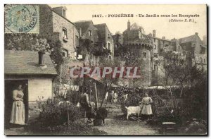 Old Postcard Fougeres A Garden in the Chevre Remparts TOP