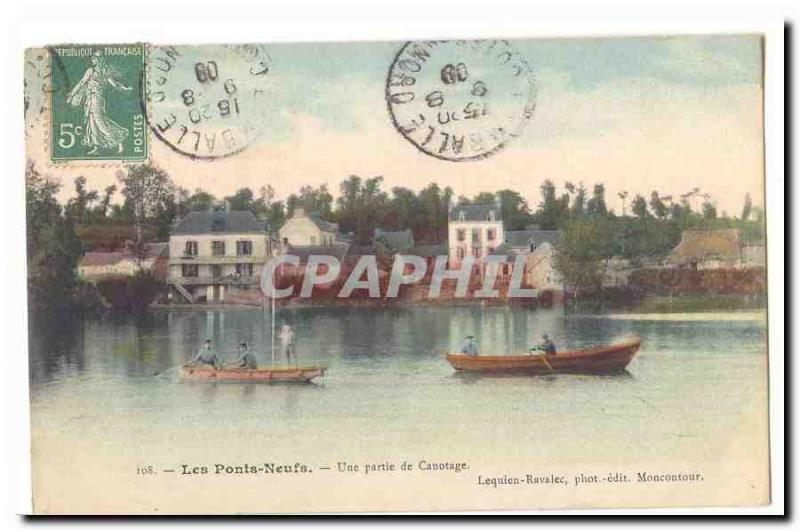 New Bridges Old Postcard A Boating Party