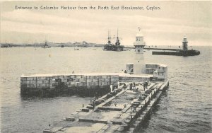 Colombo Ceylon c1910 Postcard Harbour Entrance North East Breakwater