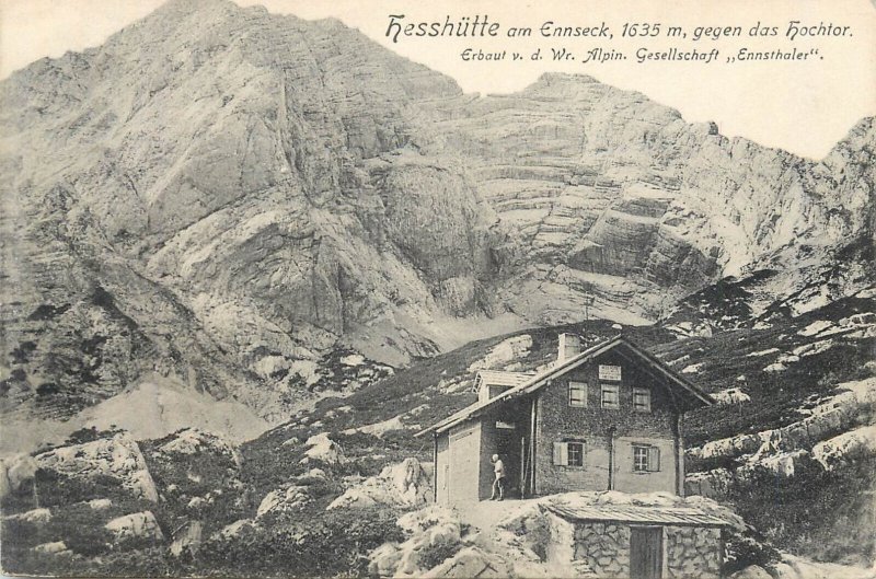 Austria mountain shelter refuge hut Hesshutte am Ennseck 1911