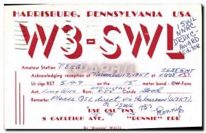 Old Postcard Telegraphie W3 SWL Harrisburg Pennsylvania USA