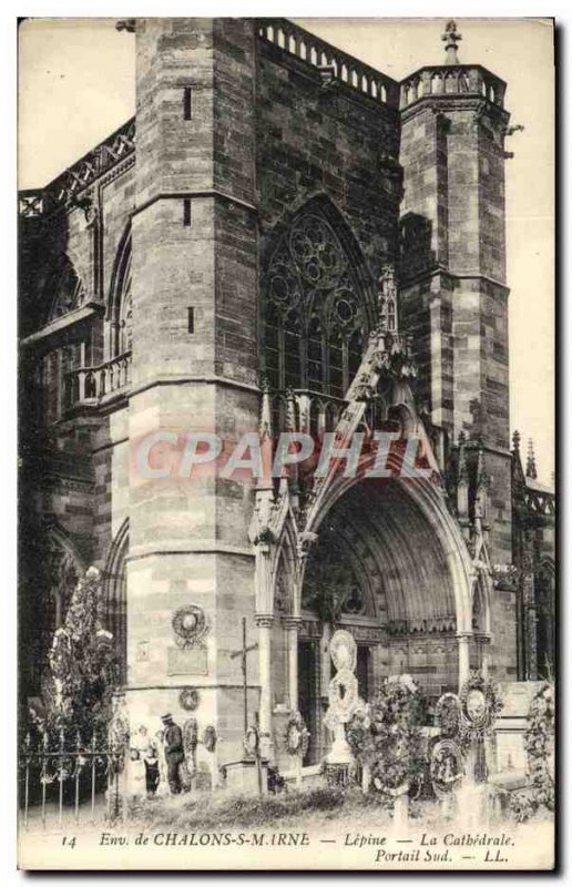 Old Postcard From Chalons Sur Marne La Cathedrale Lepine South Portal