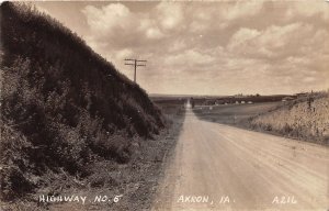 J62/ Akron Iowa RPPC Postcard c1940s Highway No 5 Road  106