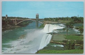 Bridge~Niagara Falls New York~American Falls & Rainbow Bridge~Vintage Postcard