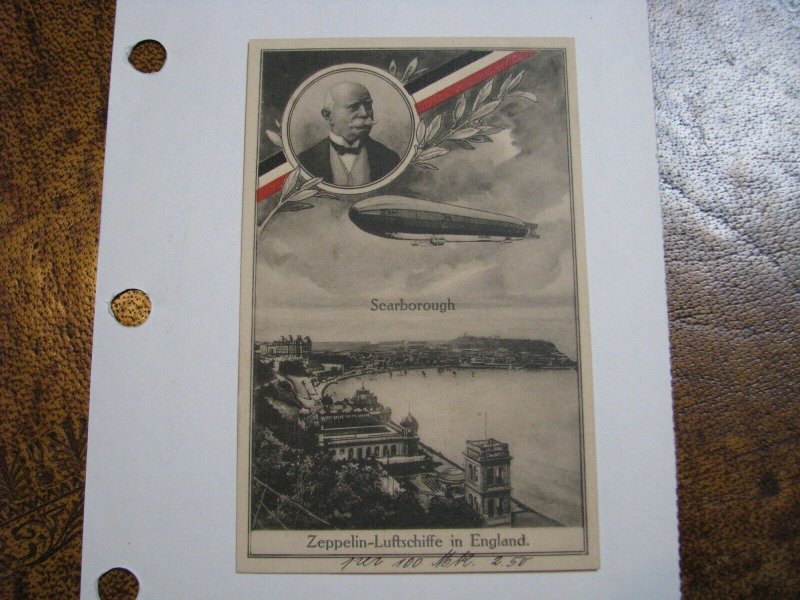 Germany Postcard Zeppelin WWI Era WW1 Scarborough England