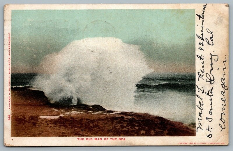 Postcard c1905 The Old Man Of The Sea From Santa Cruz California to Wyoming Iowa