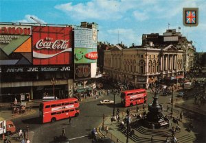 Coca-Cola JVC Double-Decker Buses Fuji-Film Canon Continental Postcard 2T7-25