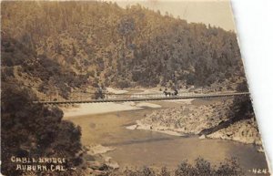 RPPC Cable Bridge, Auburn, CA Placer County c1910s Vintage Photo Postcard