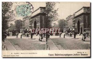 Old Postcard Views stereoscopic Julien Damoy Paris Boulevard Saint Martin