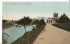 Herefordshire Postcard - Hereford Castle Gardens and River  2069