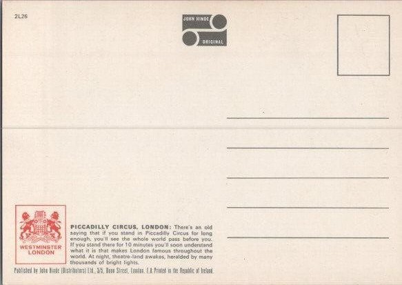 PICCADILLY CIRCUS, LONDON Coca Cola Double Decker Buses Postcard