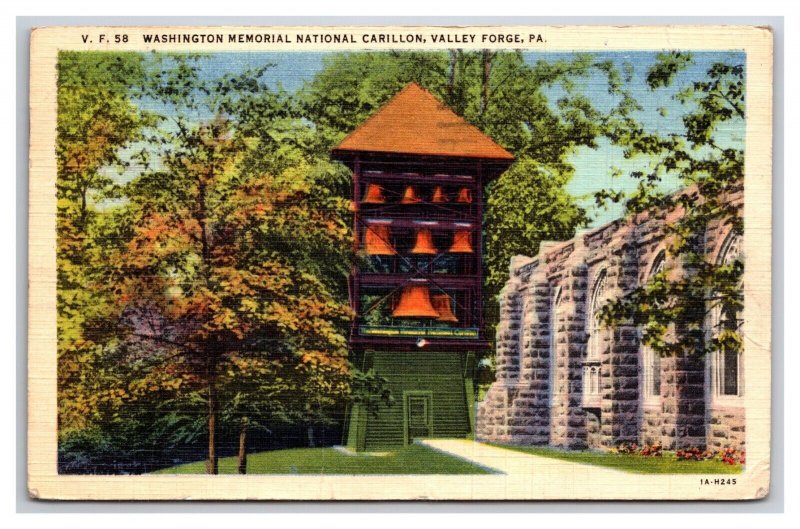 Washington Memorial National Carillon Valley Forge PA  Linen Postcard Y13