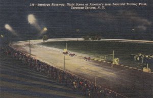 New York Saratoga Springs Saratoga Raceway Horse Racing At Night Curteich sk5759