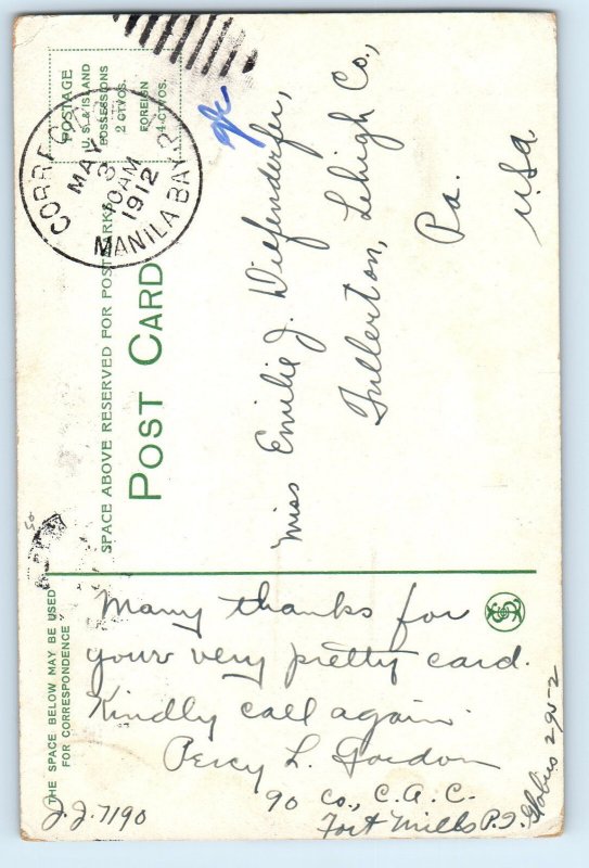 Corregidor Manila Bay Philippines Postcard Plowing Rice Paddies 1912