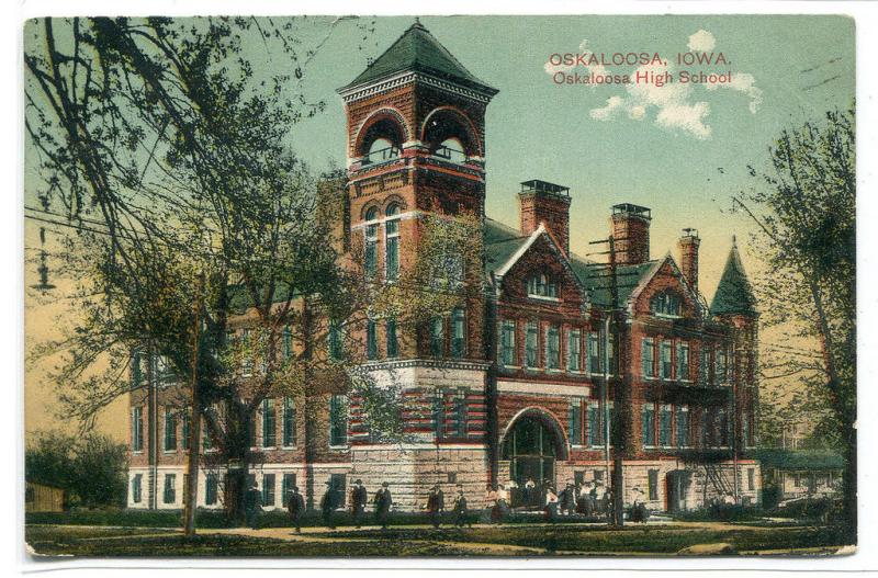 Oskaloosa High School Iowa 1910 postcard