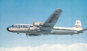 United Air Lines    365-mph DC-7 AIRPLANE~World's Fastest Airliner  Postcard