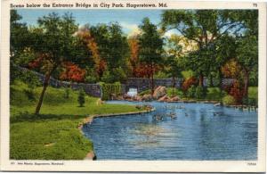 Scene below the Entrance Bridge in City Park, Hagerstown, Maryland