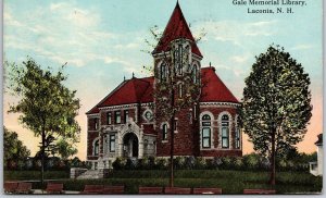 1914 Gale Memorial Library Laconia New Hampshire NH Parish Posted Postcard